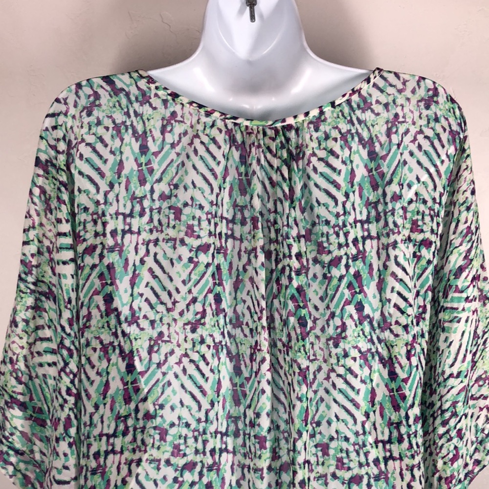 Shoshanna green and purple 100% silk swim cover up size small - Picture 7 of 10